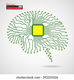 Brain. Cpu. Circuit board. Vector illustration. Eps 10