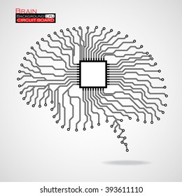 Brain. Cpu. Circuit board. Vector illustration. Eps 10
