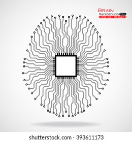 Brain. Cpu. Circuit board. Vector illustration. Eps 10