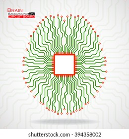 Brain. Cpu. Circuit board. Vector illustration. Eps 10