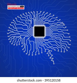 Brain. Cpu. Circuit board. Vector illustration. Eps 10