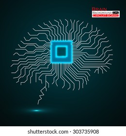 Brain. Cpu. Microprocessor. Circuit board. Abstract technology background. Vector illustration. Eps 10