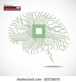 Brain. Cpu. Microprocessor. Circuit board. Abstract technology background. Vector illustration. Eps 10