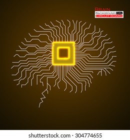 Brain. Cpu. Microprocessor. Circuit board. Abstract technology background. Vector illustration. Eps 10