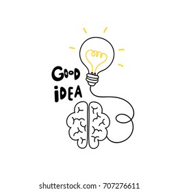 brain create good idea, light bulb 