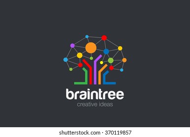 Brain Creative Ideas Logo design vector template. Brainstorming Social Logo Tree Network.
Social Network Tree concept Logotype. Brainstorming icon