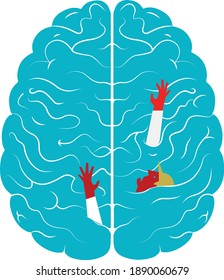Brain Creative Illustration. Temple for T-shirt, Cards, Posters 