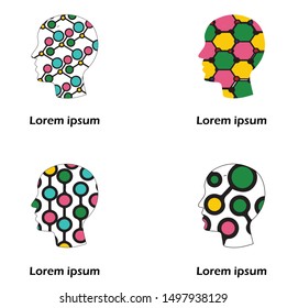 Brain, Creative mind, learning and design icons. Man head, people symbols