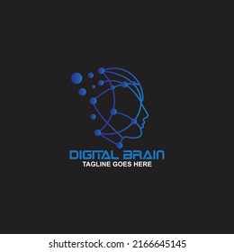 Brain, Creative mind, learning and design icons. Man head, people symbols, vector logos. Digital brain logo design 