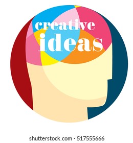 Brain, Creative mind, learning and design icons. Man head, people symbols