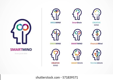Brain, Creative mind, learning and design icon. Man head, people symbol