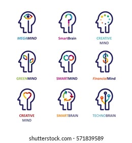 Brain, Creative mind, learning and design icon. Man head, people symbol
