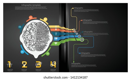 Brain - Creativity modern Idea and Concept illustration- infographic template.