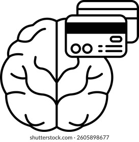 A brain with a credit card on it