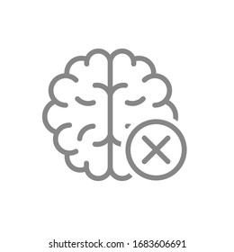 Gehirn mit einem Symbol mit kreuzer Markierungslinie. Erkrankungen des internen Organsystems