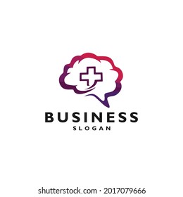 Brain with cross shape as medical logo vector. Mind therapist consulting icon. Apply to business and company web site, application brand