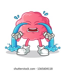 brain cry mascot vector cartoon illustration