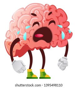 Brain is crying, illustration, vector on white background.