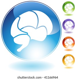 Brain crystal icon isolated on a white background.