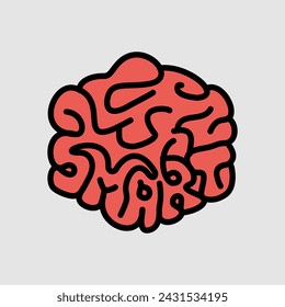 The brain is cube-shaped with the word smart written on it