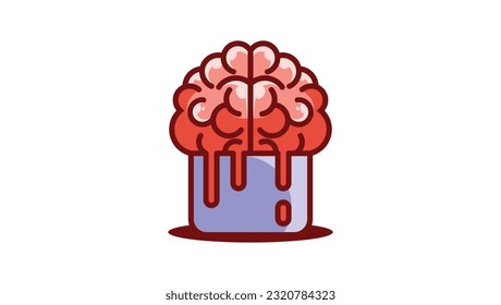 brain in cup logo vector design template
