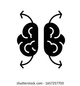 Brain damage black icon, concept illustration, vector flat symbol, glyph sign.