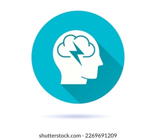 Brain damage icon. Simple illustration with long shadow for graphic and web design. - Shutterstock ID 2269691209