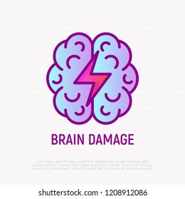 Brain Damage Thin Line Icon. Modern Vector Illustration Of Heart Attack Symptom.