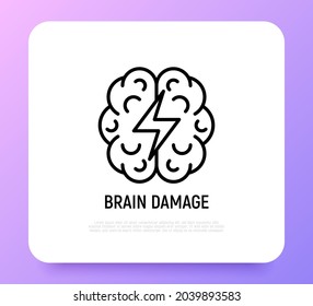 Brain damage thin line icon. Modern vector illustration of heart attack symptom.