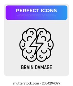 Brain damage thin line icon. Modern vector illustration of heart attack symptom.