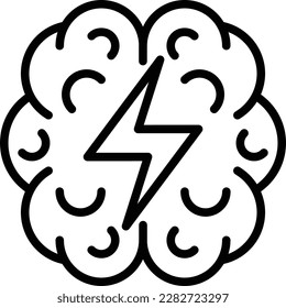 Icono de línea delgada de daño cerebral. Ilustración vectorial moderna del síntoma de ataque cardíaco.
