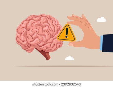 Brain is in danger. Business dead end. Work around for business obstacle. Modern vector illustration in flat style