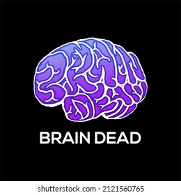 brain dead on black background Design element for logo, poster, card, banner, emblem, t shirt. Vector illustration.