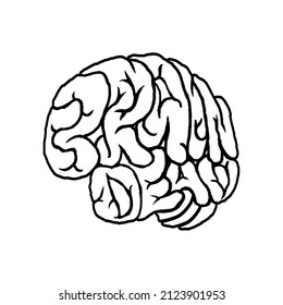 cerebro muerto sobre fondo blanco Elemento de diseño para logo, afiche, tarjeta, pancarta, emblema, camiseta. Ilustración vectorial.