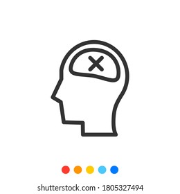 Icono del vector de muerte cerebral, icono de parálisis cerebral.