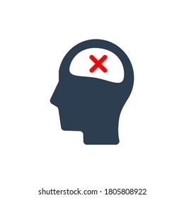 Icono del vector de muerte cerebral, icono de parálisis cerebral.