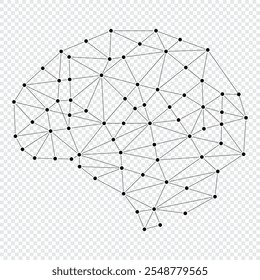 Design cerebral com pontos e linhas de conexão. Cérebro poli baixo. Cérebro humano poligonal. Conceito de mapeamento cerebral. Ilustração vetorial