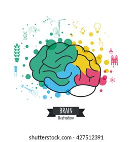 Brain design. Mind concept. White background , editable vector