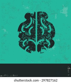 Brain design on green background,grunge vector