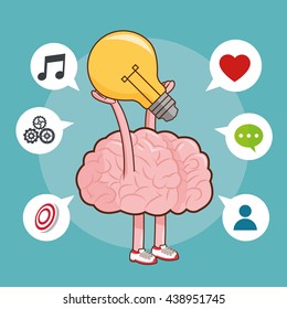 Brain design. organ icon. Flat illustration, vector graphic