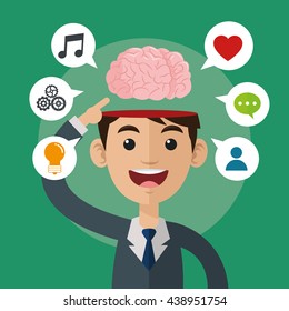 Brain design. organ icon. Flat illustration, vector graphic
