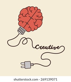 Brain design over beige background, vector illustration.