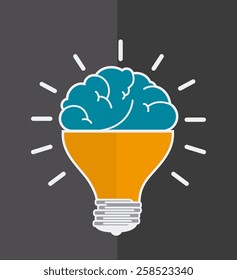 Brain design over black background, vector illustration.