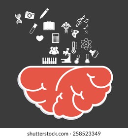 Brain design over black background, vector illustration.
