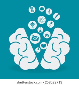 Brain design over blue background, vector illustration.