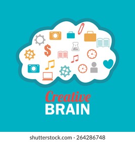 Brain design over blue background, vector illustration.