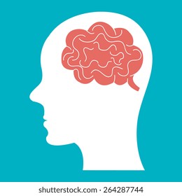 Brain design over blue background, vector illustration.