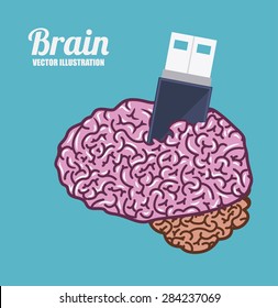 Brain design over blue background, vector illustration