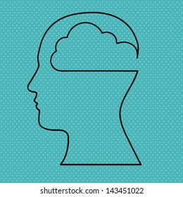 brain design over dotted background vector illustration