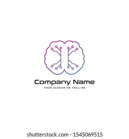 brain design technology logo modern vector template